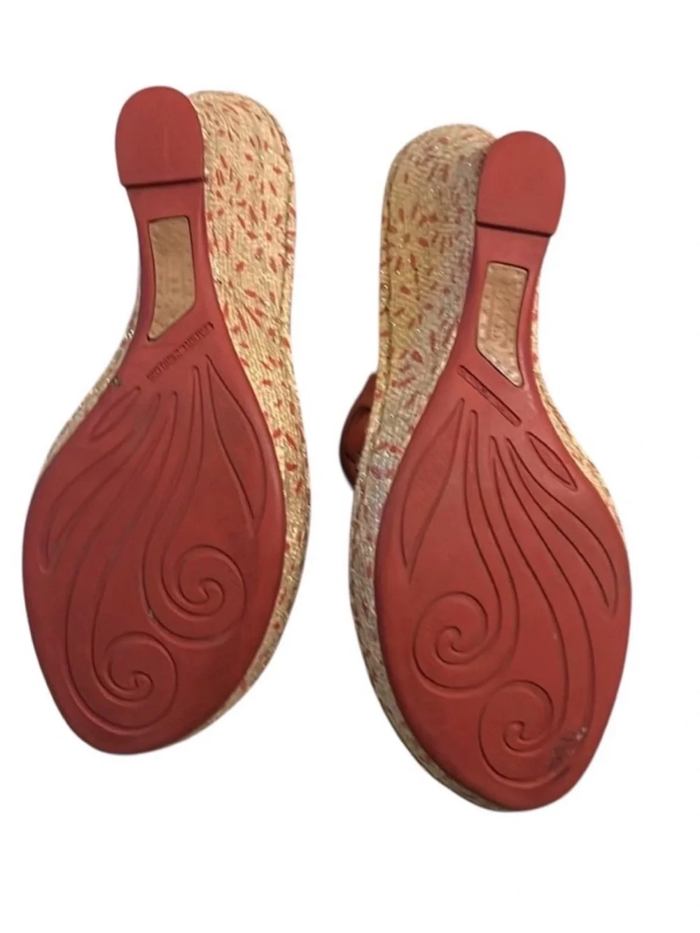 Born Wedge Drilles Sandals in Red Leather with Slight Shimmer